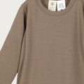 Babu Merino Long Sleeve Tee - Walnut - close up detail