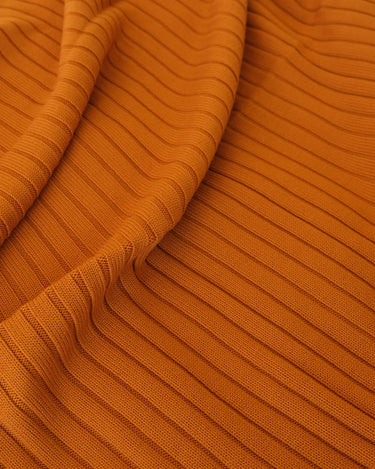 Merino Rib Knit Blanket - Tumeric