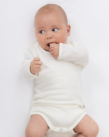 Merino Long Sleeve Bodysuit - Cream