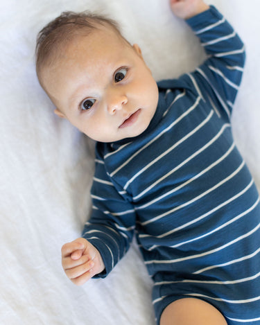 Merino Long Sleeve Bodysuit - Denim Stripe