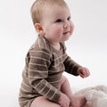 Babu Merino Long Sleeve Bodysuit - Walnut Stripe - view 4