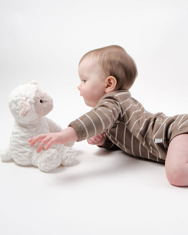 Babu Merino Long Sleeve Bodysuit - Walnut Stripe - view 7