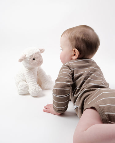 Babu Merino Long Sleeve Bodysuit - Walnut Stripe - view 9
