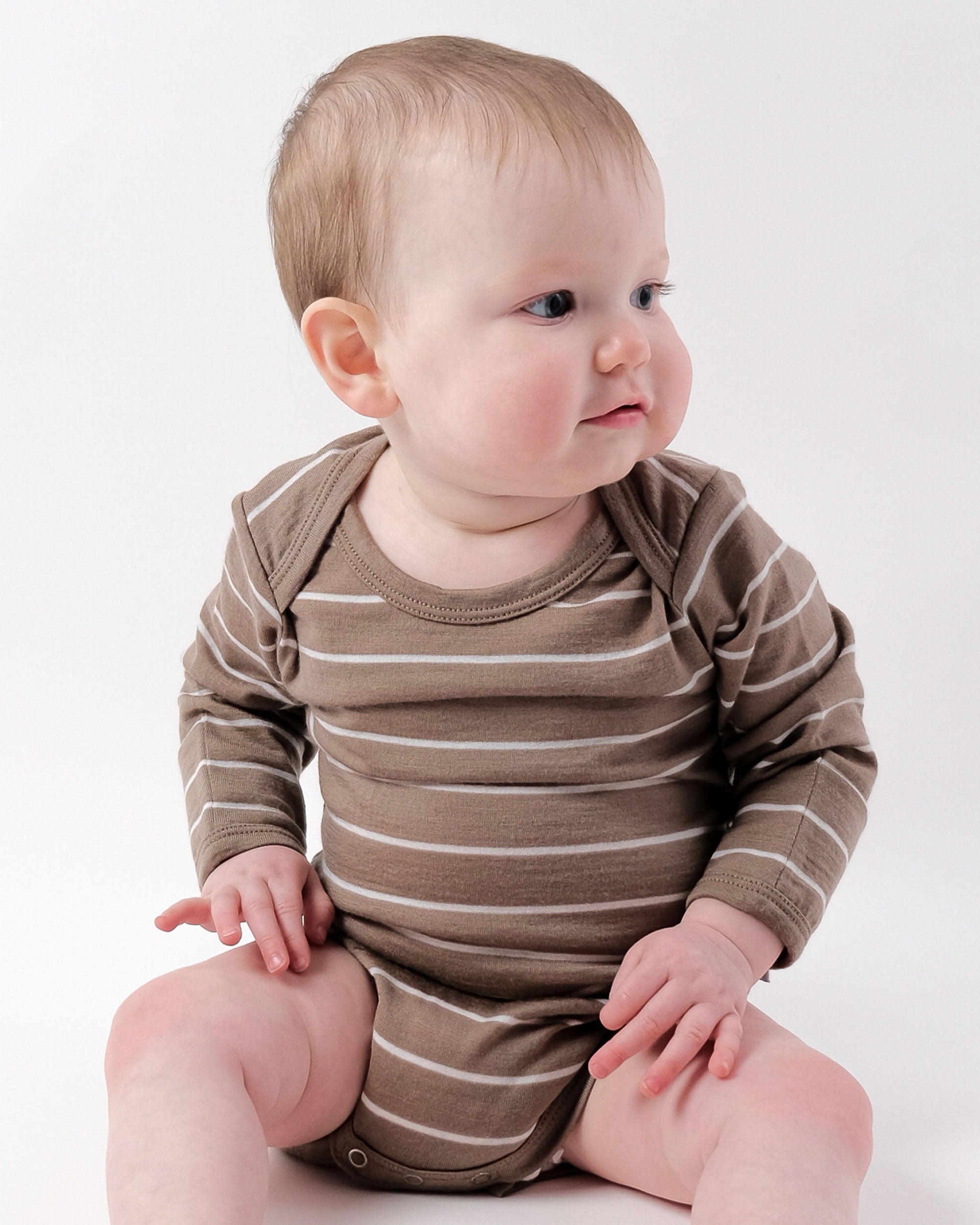 Merino Bodysuit - Walnut Stripe