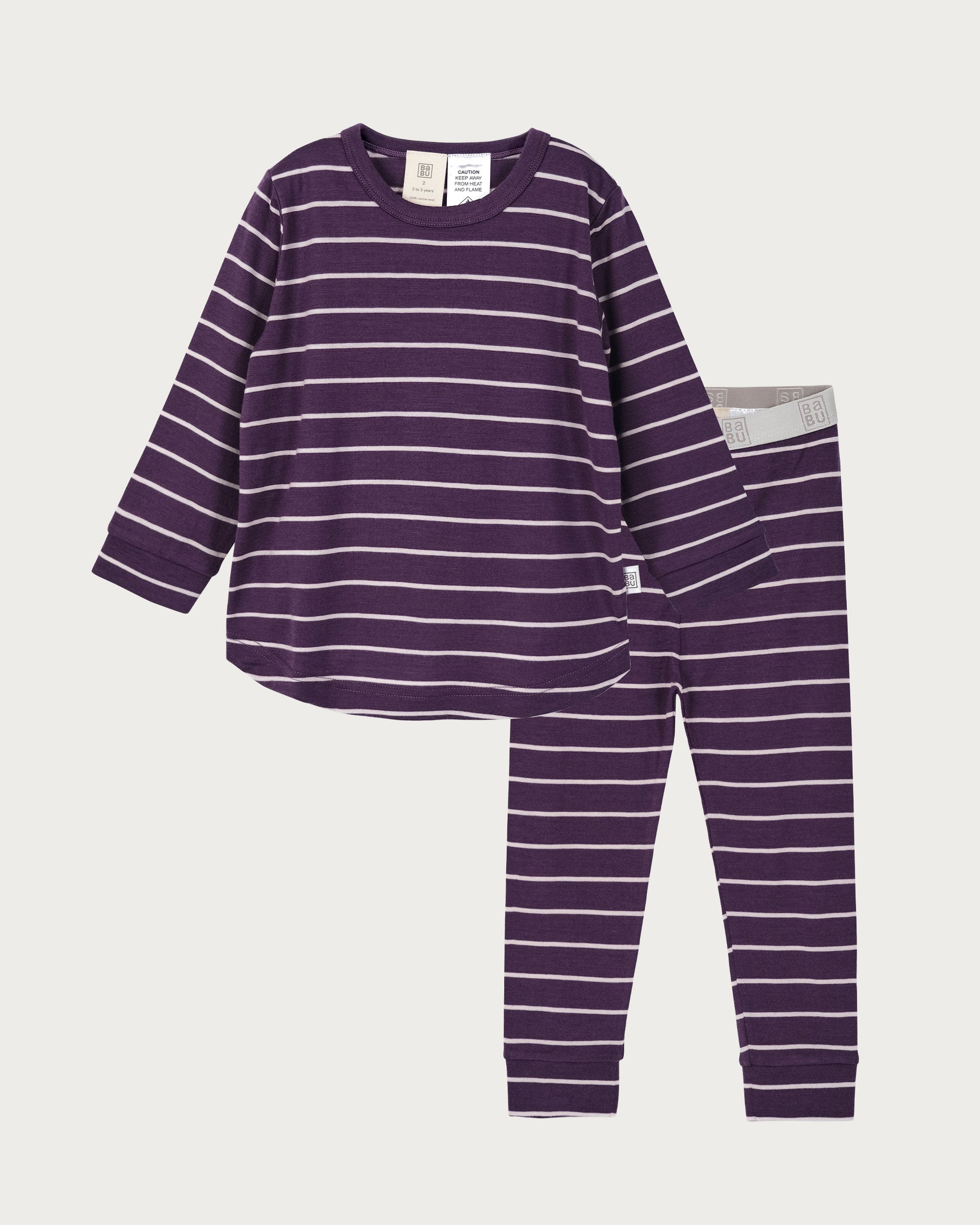 Merino PJ Set - Plum Stripe