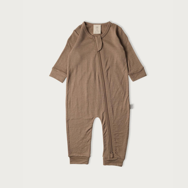 Merino Footless Onesie | Walnut