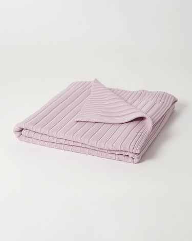 Merino Rib Knit Blanket - Soft Mauve