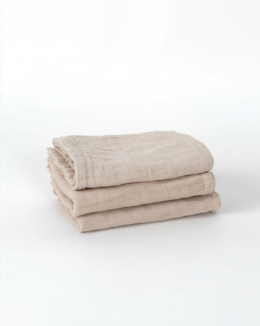 Muslin Wash Cloths (3 Pack) - Oat