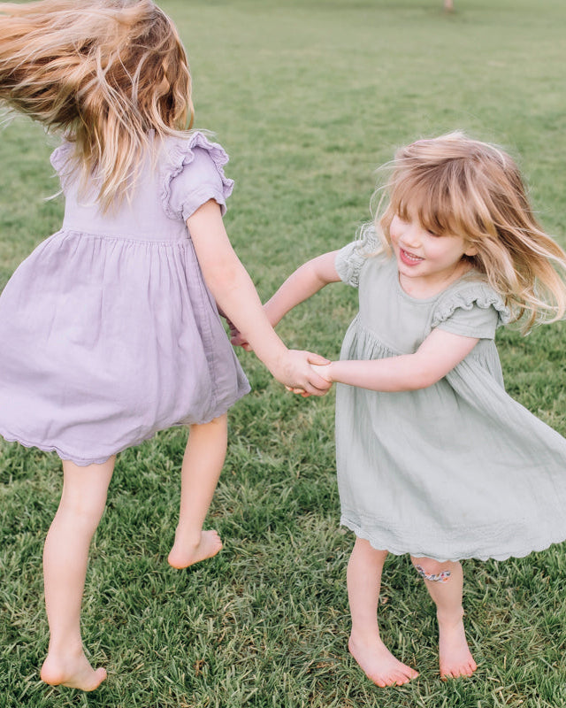 Muslin Charlotte Dress Short Sleeve - Matcha