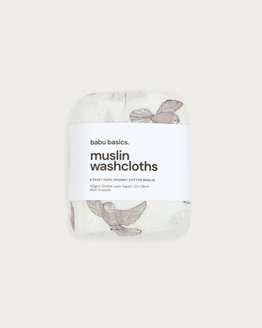 Muslin Wash Cloths (6 Pack) - Piwakawaka
