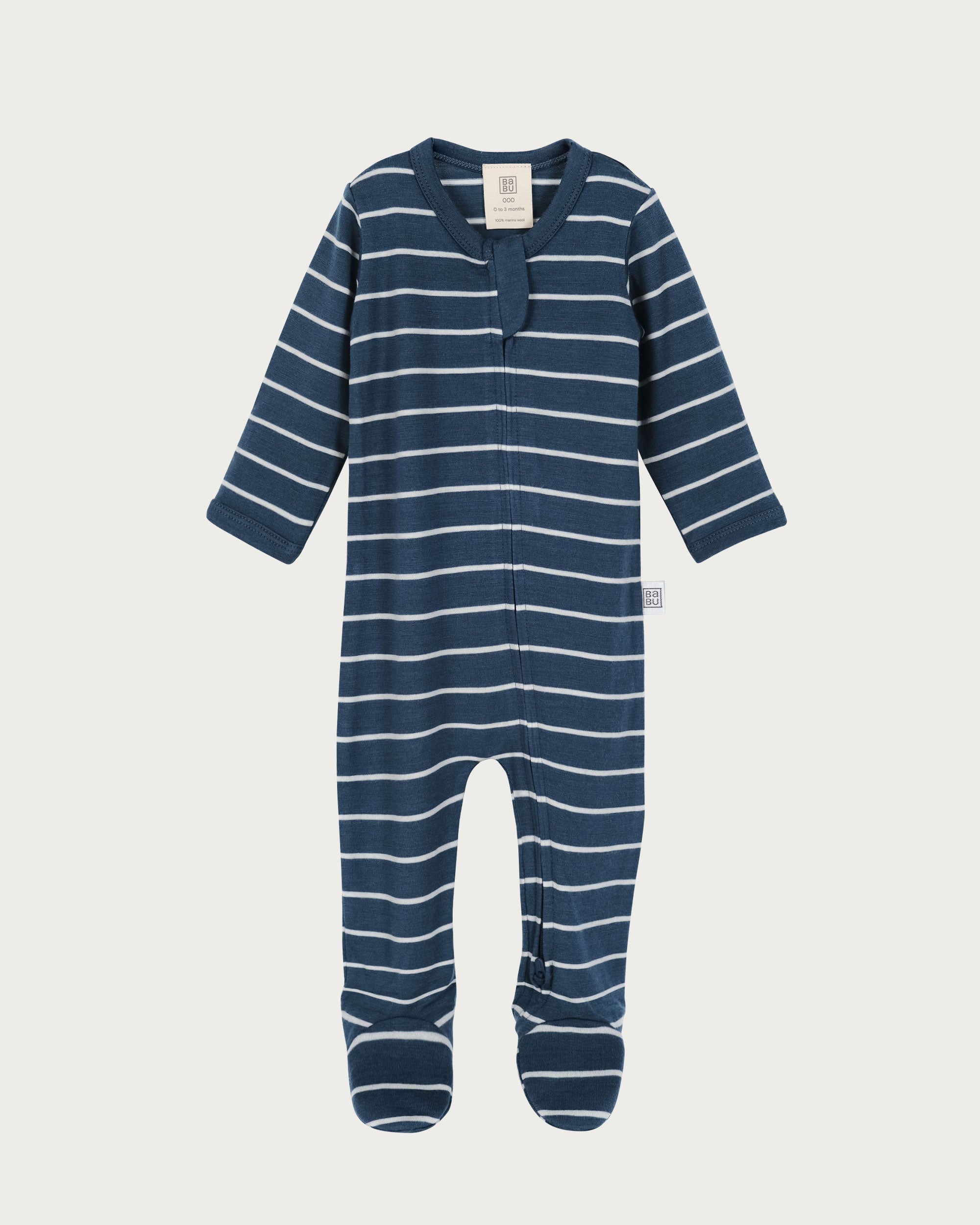 Merino Footed Onesie - Denim Stripe