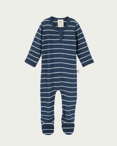 Merino Footed Onesie - Denim Stripe