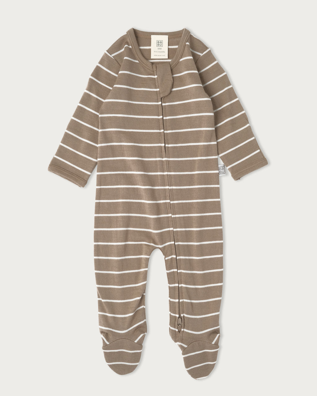 Merino Footed Onesie - Walnut Stripe