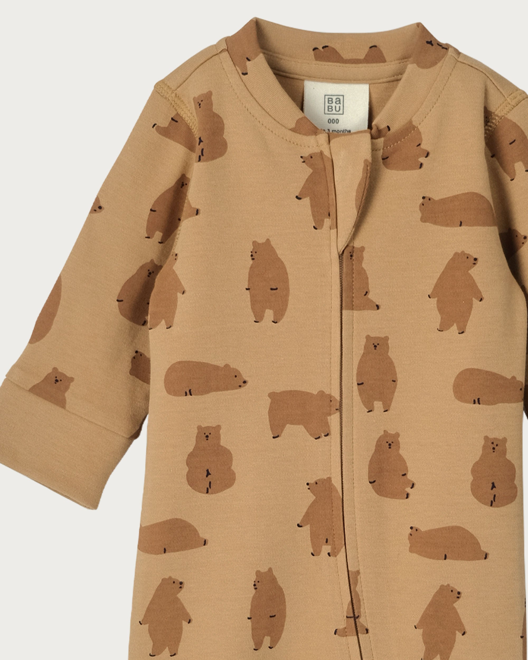 Footless Printed Onesie Zipsuit - Chubby Bear