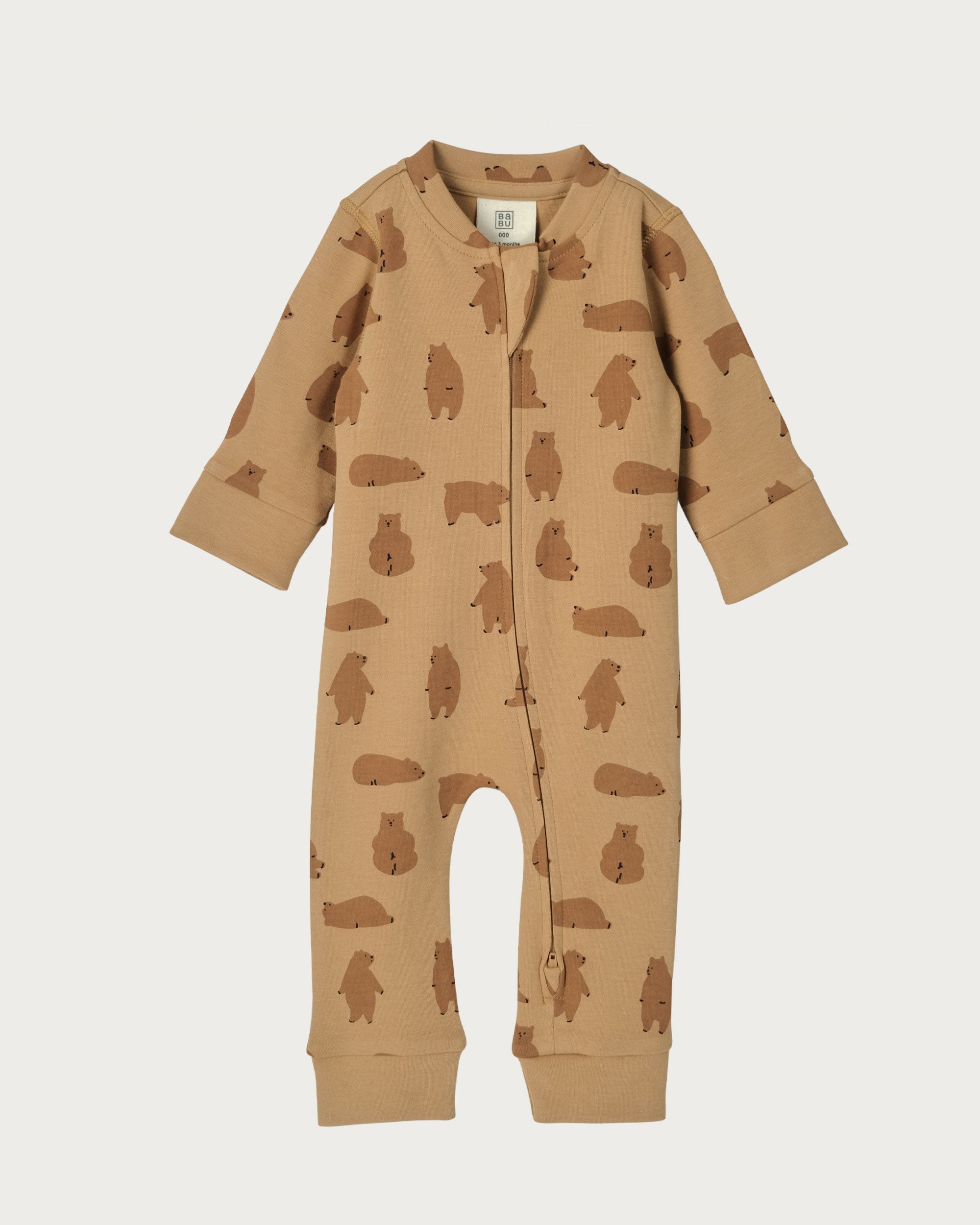 Footless Printed Onesie Zipsuit - Chubby Bear