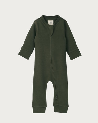 Cotton Footless Onesie - Moss