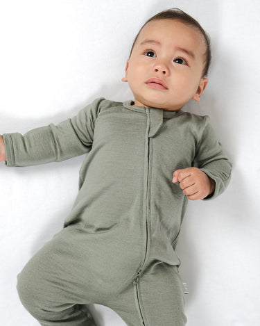 Babu Merino Footless Onesie - Sage - view 3