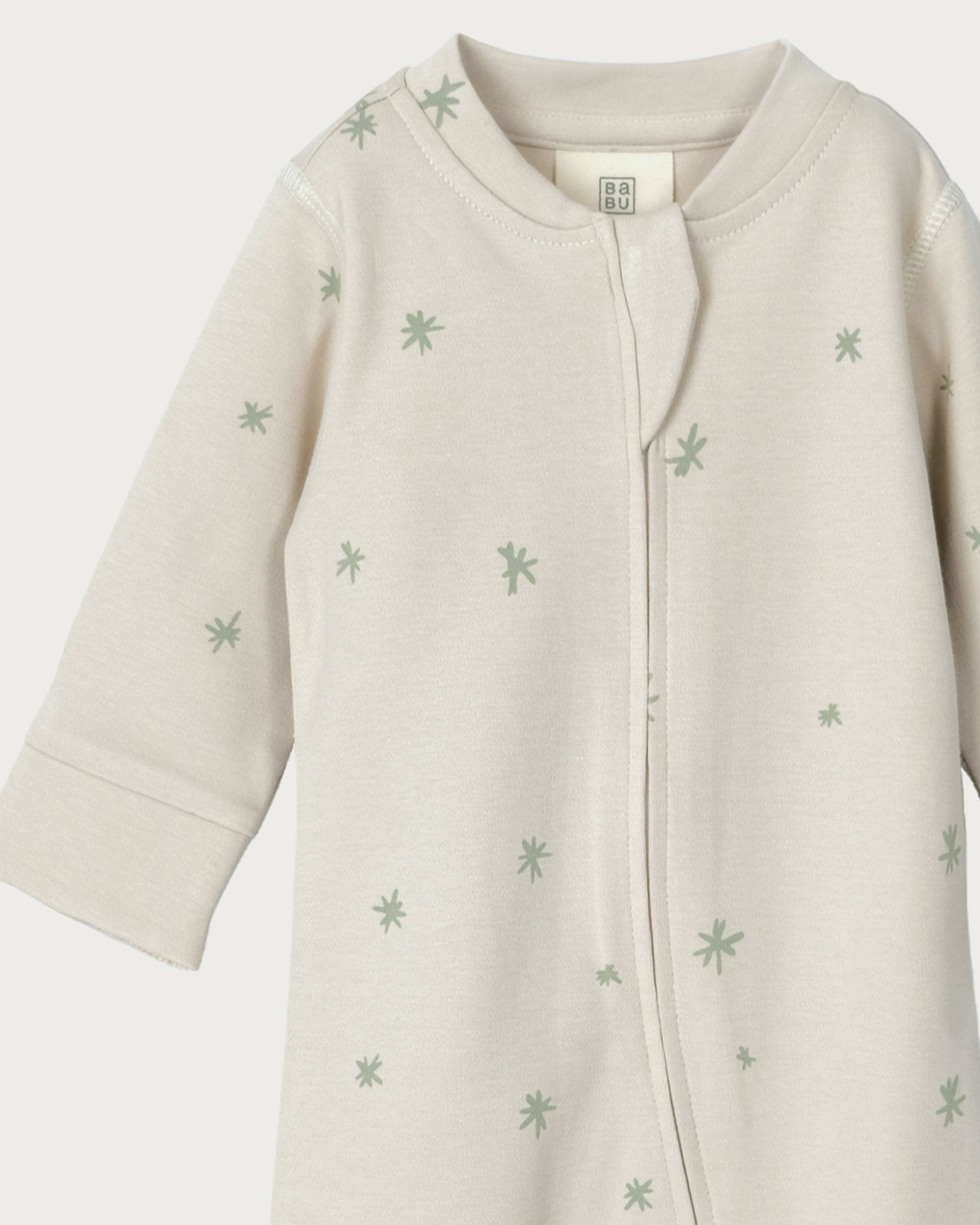 Footless Printed Onesie Zipsuit - Sage Star