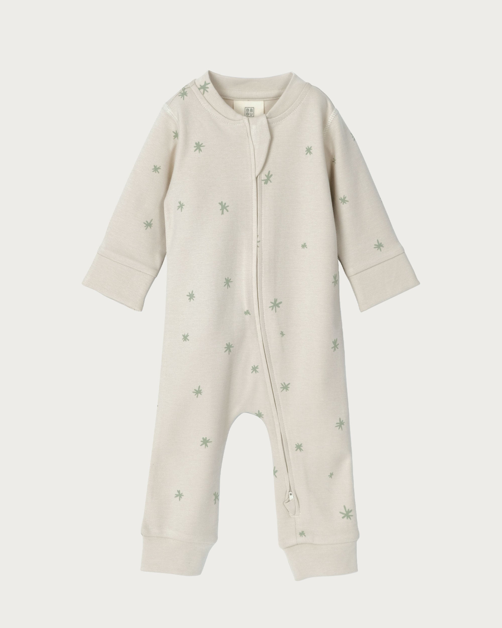 Footless Printed Onesie Zipsuit - Sage Star