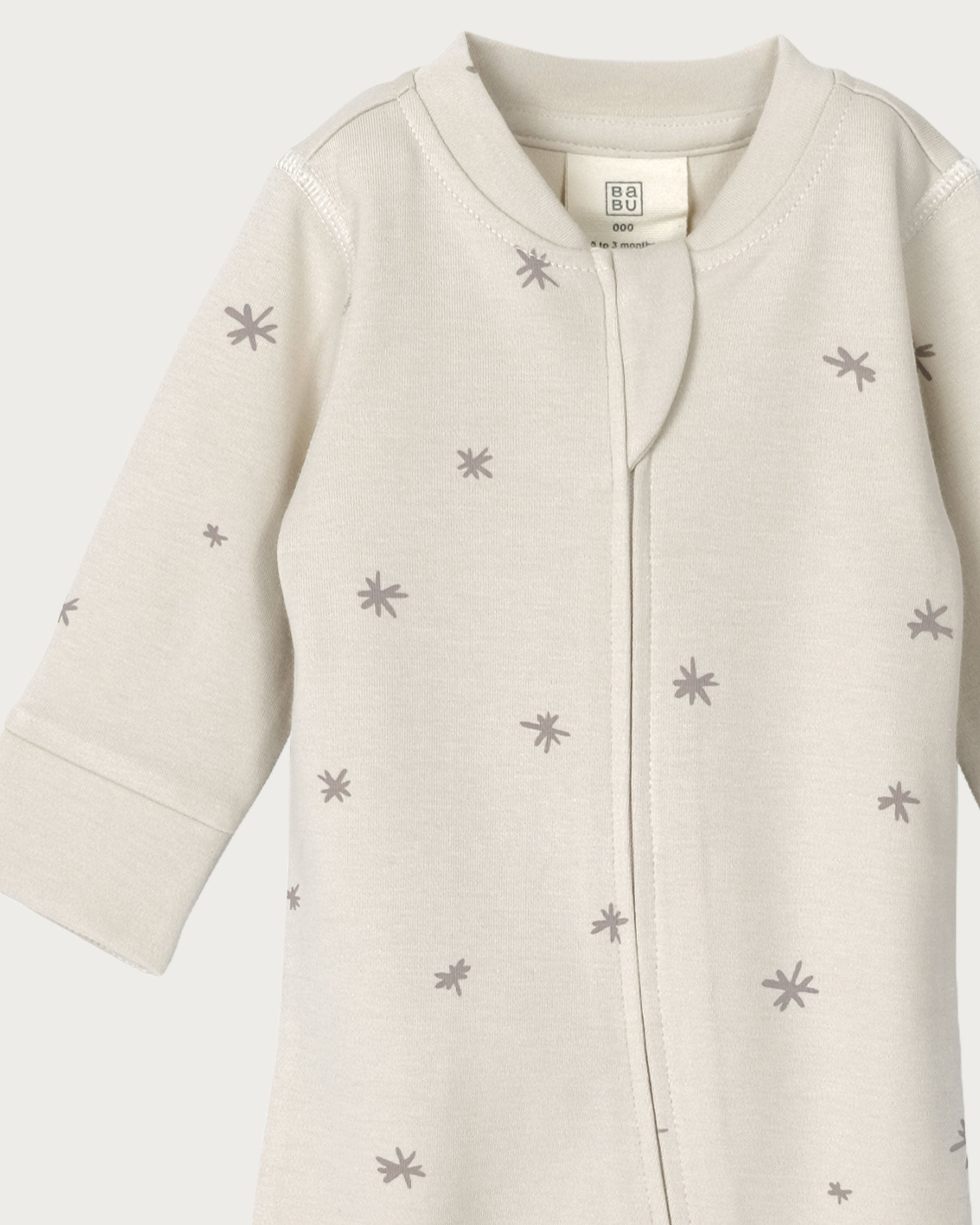 Footless Printed Onesie Zipsuit - Walnut Star