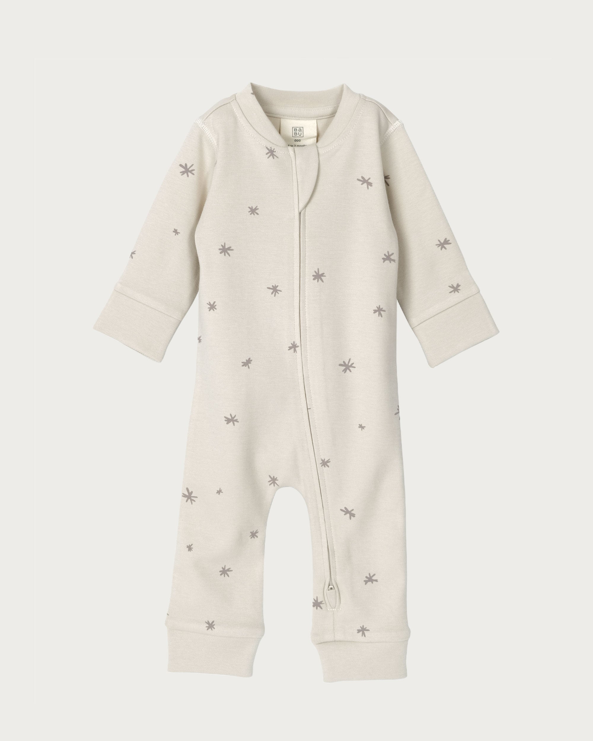 Footless Printed Onesie Zipsuit - Walnut Star