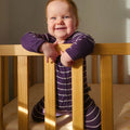 Babu Merino Footed Onesie - Plum Stripe - view 4