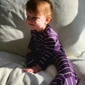 Babu Merino Footed Onesie - Plum Stripe - view 5