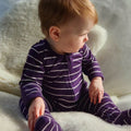 Babu Merino Footed Onesie - Plum Stripe - view 6