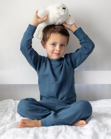 Cotton Long Sleeve PJ Set - Denim