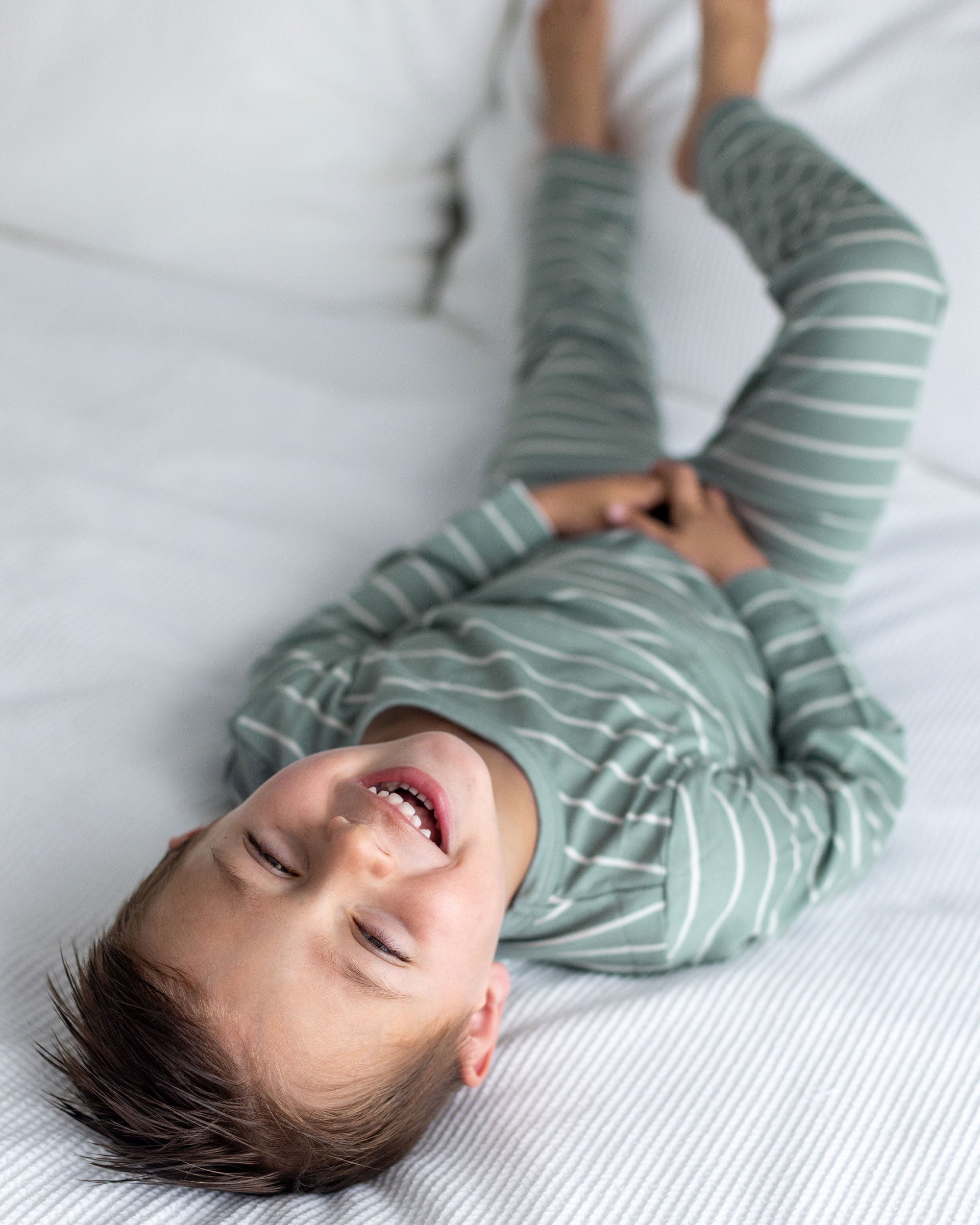 Merino PJ Set - Sage Stripe