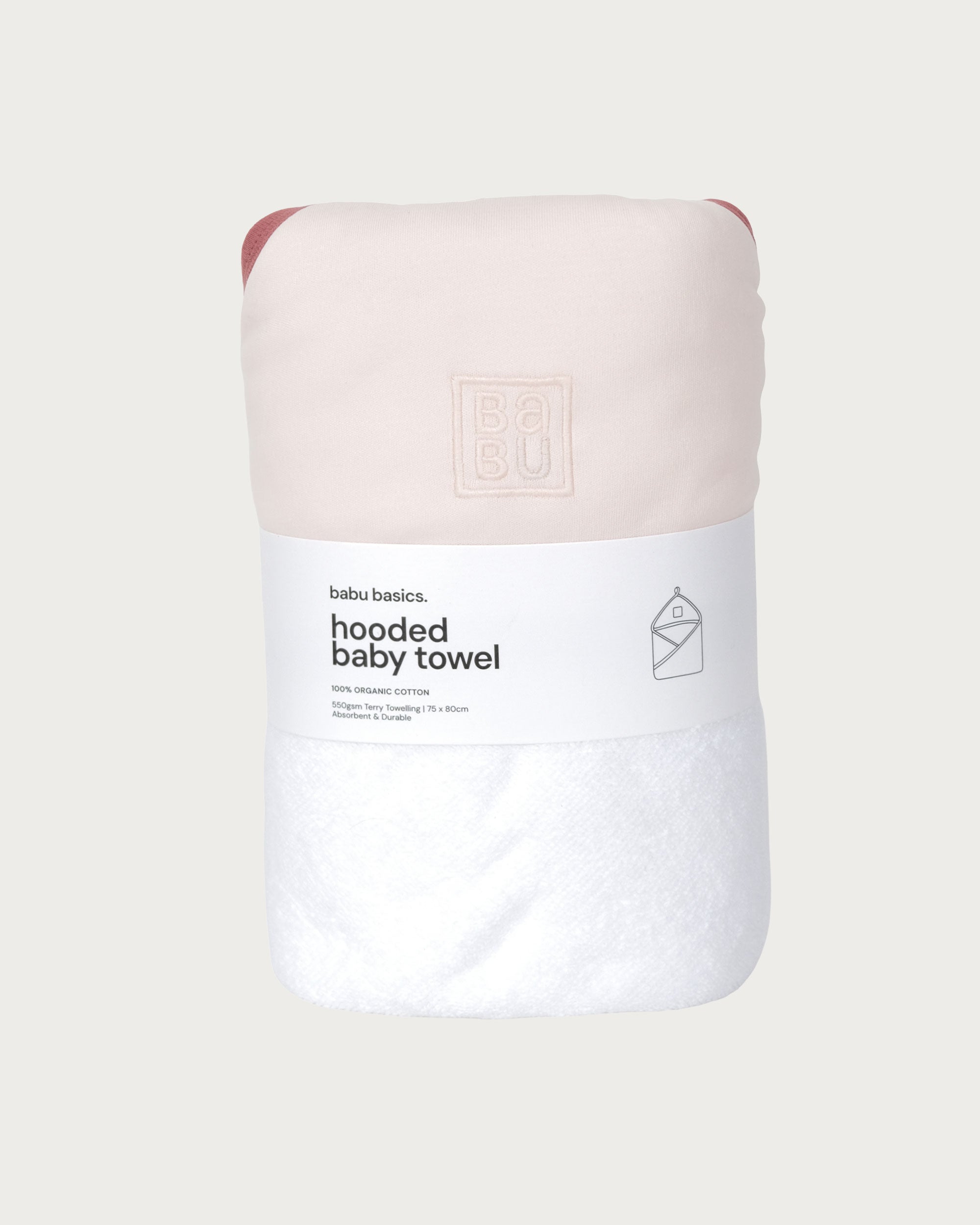 Terry Hooded Baby Towel - Petal Contrast