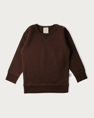 Fleece Merino Crew Neck Sweatshirt - Chocolate