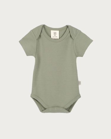 Cotton Short Sleeve Bodysuit - Sage