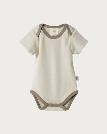 Cotton Short Sleeve Bodysuit - Oat Contrast