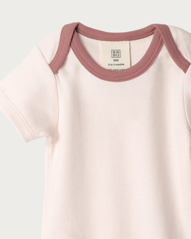 Cotton Short Sleeve Bodysuit - Petal Contrast