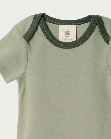 Cotton Short Sleeve Bodysuit - Sage Contrast