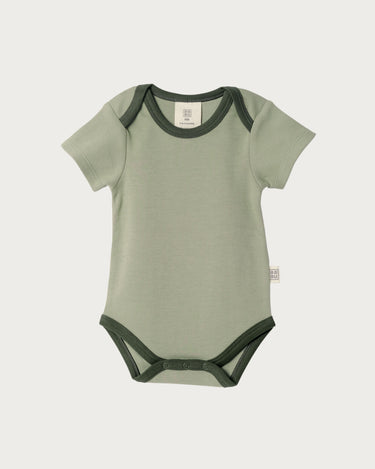Cotton Short Sleeve Bodysuit - Sage Contrast