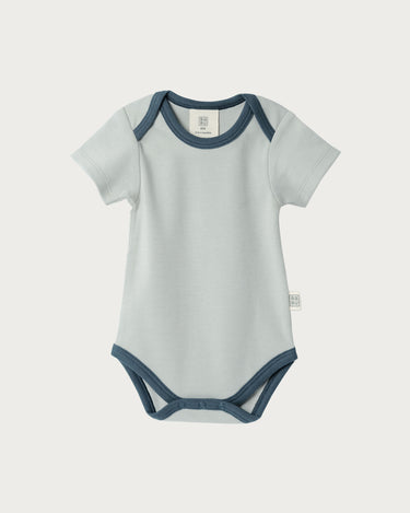Cotton Short Sleeve Bodysuit - Sky Contrast