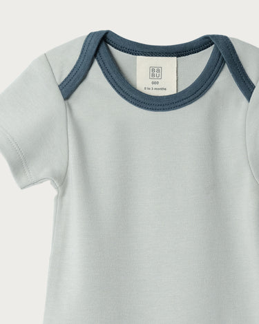 Cotton Short Sleeve Bodysuit - Sky Contrast