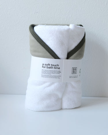 Terry Hooded Baby Towel - Sage Contrast