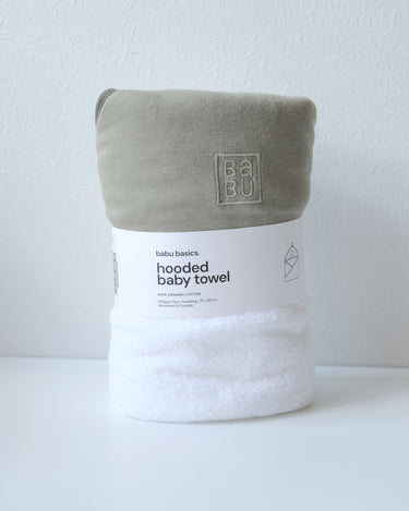 Terry Hooded Baby Towel - Sage Contrast