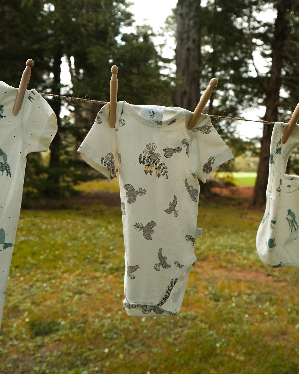 Organic Cotton Short Sleeve Bodysuit NZ Forest