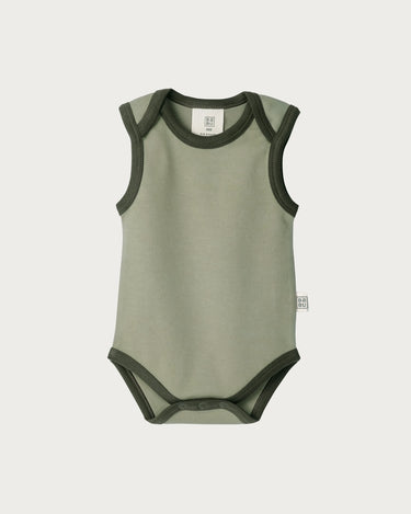Cotton Singlet Bodysuit - Sage Contrast