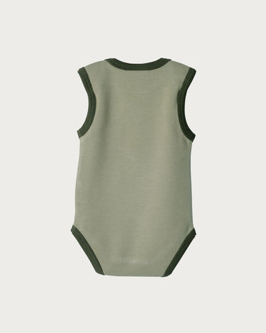 Cotton Singlet Bodysuit - Sage Contrast
