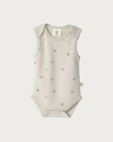 Cotton Singlet Bodysuit - Sage Star