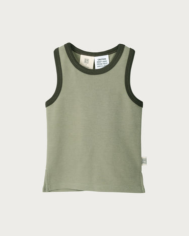 Cotton Singlet - Sage Contrast
