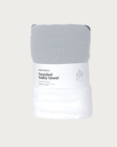 Terry Hooded Baby Towel - Sky Contrast