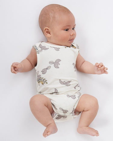 Cotton Singlet Bodysuit - Piwakawaka