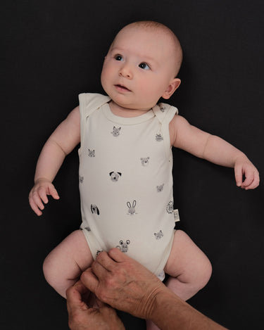 Cotton Singlet Bodysuit - Fingerprint Friends