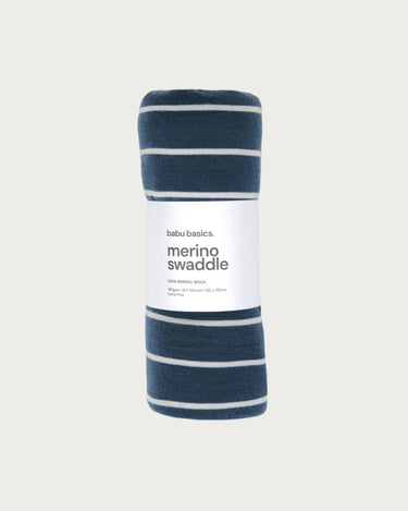 Merino Swaddle Wrap - Denim Stripe